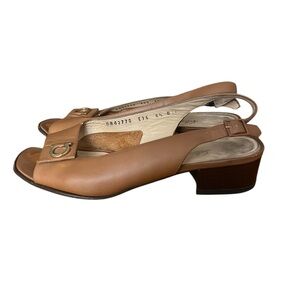 Salvatore Ferragamo Brown Slingback Flats